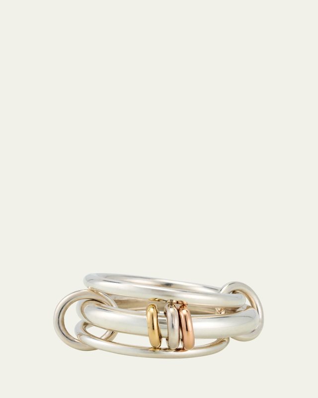 Gemini SG Three Link Ring in Sterling Silver with Mixed Metal Accents